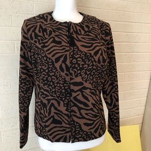 Zip-Front Print Jacket Brown/Black MP